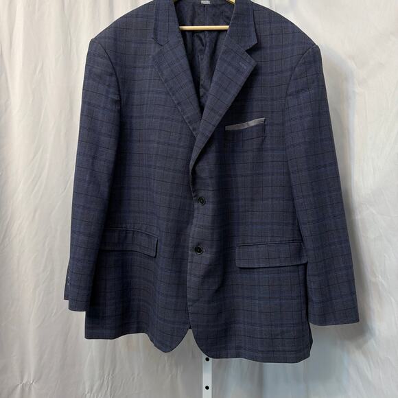 Oak Hill Blazer Mens 2XLT 50L 52L Blue Plaid Two Button - Picture 8 of 12